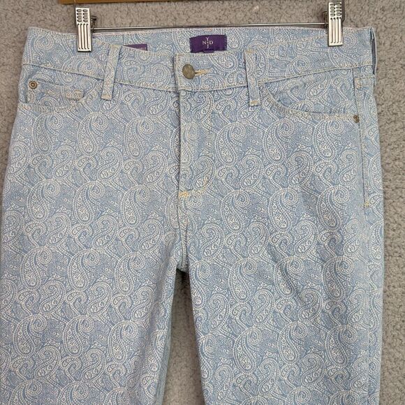 NYDJ Rachel Roll Cuff Ankle Jeans Women’s 6 Blue Paisley Print Mid Rise - Picture 4 of 15